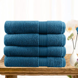 4 piece ultra light cotton bath towels in teal - ElectronX Plus