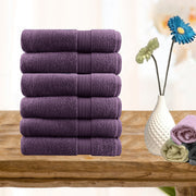 6 piece ultra light cotton hand towels in aubergine - ElectronX Plus