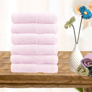 6 piece ultra light cotton hand towels in baby pink - ElectronX Plus