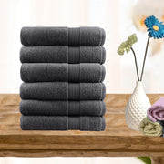 6 piece ultra light cotton hand towels in charcoal - ElectronX Plus