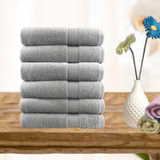 6 piece ultra light cotton hand towels in silver - ElectronX Plus