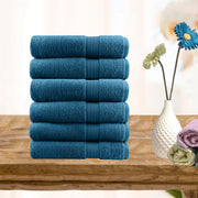 6 piece ultra light cotton hand towels in teal - ElectronX Plus