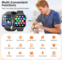 Smart Watch  44mm  Bluetooth call Screen True Multidial Blood Oxygen Game Sports Mode Pro FOR IOS and Android Black with 2 straps - ElectronX Plus