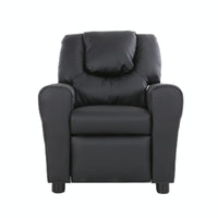 Set of 4 Oliver Kids Recliner Chair Sofa Children Lounge Couch PU Armchair Black - ElectronX Plus