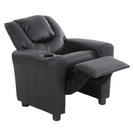 Set of 4 Oliver Kids Recliner Chair Sofa Children Lounge Couch PU Armchair Black - ElectronX Plus