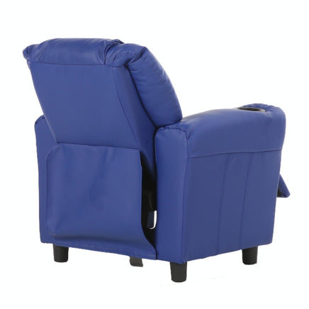 Set of 4 Oliver Kids Recliner Chair Sofa Children Lounge Couch PU Armchair Blue - ElectronX Plus