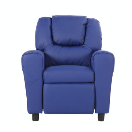 Set of 4 Oliver Kids Recliner Chair Sofa Children Lounge Couch PU Armchair Blue - ElectronX Plus