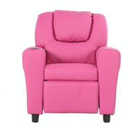 Set of 4 Oliver Kids Recliner Chair Sofa Children Lounge Couch PU Armchair Pink - ElectronX Plus