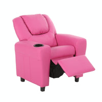 Set of 4 Oliver Kids Recliner Chair Sofa Children Lounge Couch PU Armchair Pink - ElectronX Plus