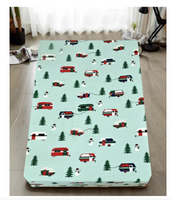 King Luxury 100% Cotton Flannelette Fitted Bed Sheet Flannel - Trees/Caravan - ElectronX Plus