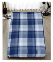 Queen Luxury 100% Cotton Flannelette Fitted Bed Sheet Flannel - Blue Check Print - ElectronX Plus