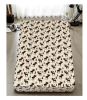 Queen 100% Cotton Flannelette Fitted Bed Sheet Authentic Flannel - Beige Reindeer - ElectronX Plus