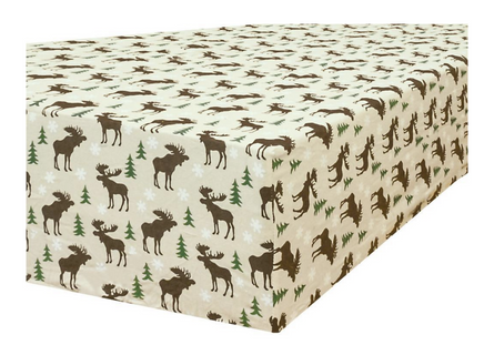 Queen 100% Cotton Flannelette Fitted Bed Sheet Authentic Flannel - Beige Reindeer - ElectronX Plus