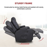 Black Massage Sofa Chair Recliner 360 Degree Swivel PU Leather Lounge 8 Point Heated - ElectronX Plus