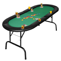 185cm 8 Player Folding Poker Blackjack Table with Cup Holder - ElectronX Plus