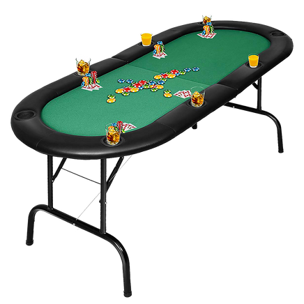 185cm 8 Player Folding Poker Blackjack Table with Cup Holder - ElectronX Plus