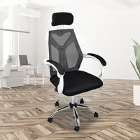 Office Chair Gaming Computer Chairs Mesh Back Foam Seat - White - ElectronX Plus