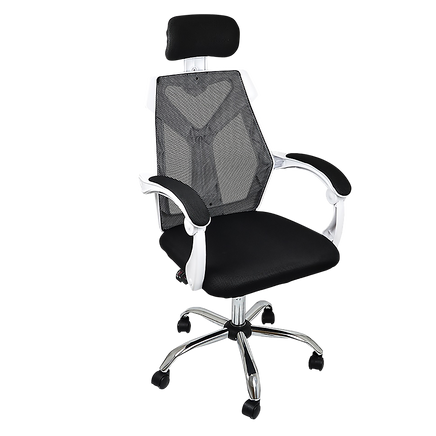 Office Chair Gaming Computer Chairs Mesh Back Foam Seat - White - ElectronX Plus