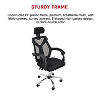 Office Chair Gaming Computer Chairs Mesh Back Foam Seat - Black - ElectronX Plus