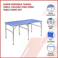 152cm Portable Tennis Table, Folding Ping Pong Table Game Set - ElectronX Plus