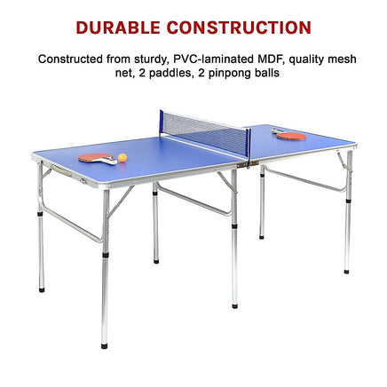 152cm Portable Tennis Table, Folding Ping Pong Table Game Set - ElectronX Plus