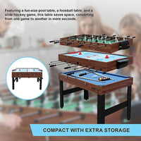 4FT 3-in-1 Games Foosball Soccer Hockey Pool Table - ElectronX Plus