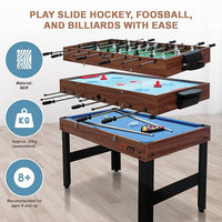 4FT 3-in-1 Games Foosball Soccer Hockey Pool Table - ElectronX Plus