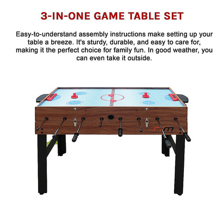 4FT 3-in-1 Games Foosball Soccer Hockey Pool Table - ElectronX Plus