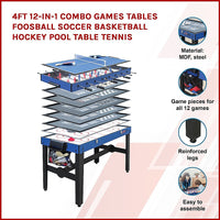 4FT 12-in-1 Combo Games Tables Foosball Soccer Basketball Hockey Pool Table Tennis - ElectronX Plus