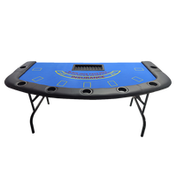 185cm Folded 7 Player Poker Blackjack Table Game Desk W/Cup Holder - ElectronX Plus