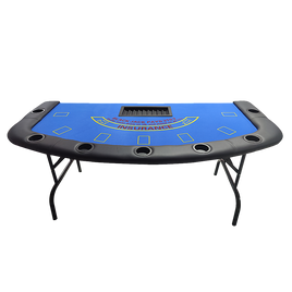 185cm Folded 7 Player Poker Blackjack Table Game Desk W/Cup Holder - ElectronX Plus