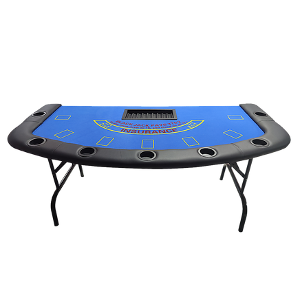 185cm Folded 7 Player Poker Blackjack Table Game Desk W/Cup Holder - ElectronX Plus