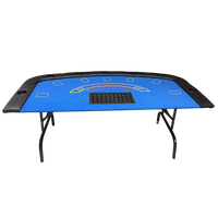 185cm Folded 7 Player Poker Blackjack Table Game Desk W/Cup Holder - ElectronX Plus