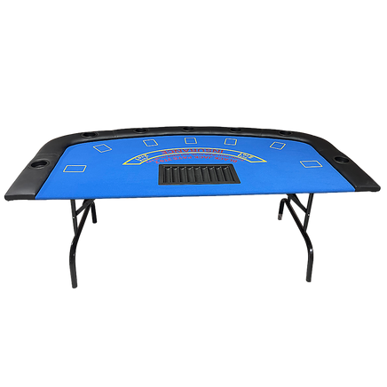 185cm Folded 7 Player Poker Blackjack Table Game Desk W/Cup Holder - ElectronX Plus