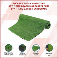 200cm x 250cm Lawn Turf Artificial Grass Mat Carpet Fake Synthetic Garden Landscape - ElectronX Plus