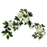 Artificial White Rose Garland 190cm - ElectronX Plus