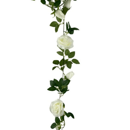 Artificial White Rose Garland 190cm - ElectronX Plus