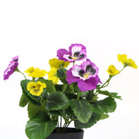 Mixed Pink And Yellow Flowering Potted Artificial Pansy Plants 25cm - ElectronX Plus