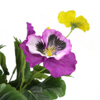 Mixed Pink And Yellow Flowering Potted Artificial Pansy Plants 25cm - ElectronX Plus