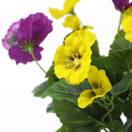 Mixed Pink And Yellow Flowering Potted Artificial Pansy Plants 25cm - ElectronX Plus