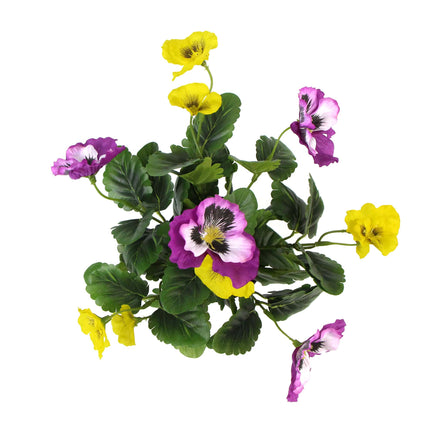 Mixed Pink And Yellow Flowering Potted Artificial Pansy Plants 25cm - ElectronX Plus