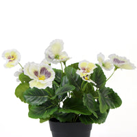 Mixed White Flowering Potted Artificial Pansy Plants 25cm - ElectronX Plus