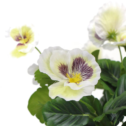 Mixed White Flowering Potted Artificial Pansy Plants 25cm - ElectronX Plus