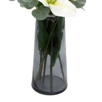 Premium Faux White Lily In Glass Vase (Tiger Lily Bouquet With Eucalyptus) - ElectronX Plus