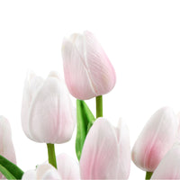 Flowering Pink Artificial Tulip Plant Arrangement With Ceramic Bowl 35cm - ElectronX Plus