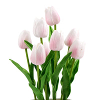 Flowering Pink Artificial Tulip Plant Arrangement With Ceramic Bowl 35cm - ElectronX Plus