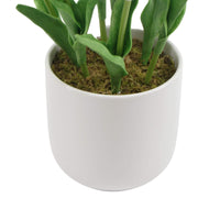 Flowering White Artificial Tulip Plant Arrangement With Ceramic Bowl 35cm - ElectronX Plus