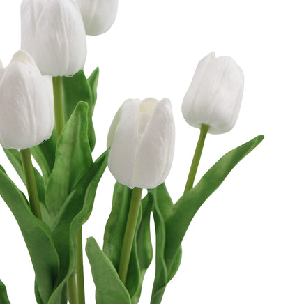 Flowering White Artificial Tulip Plant Arrangement With Ceramic Bowl 35cm - ElectronX Plus