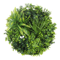 Flowering White Artificial Green Wall Disc UV Resistant 75cm (White Frame) - ElectronX Plus