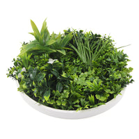 Flowering White Artificial Green Wall Disc UV Resistant 75cm (White Frame) - ElectronX Plus